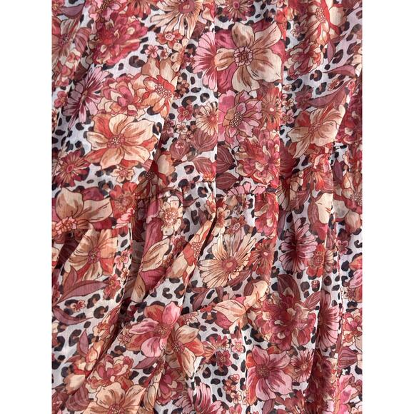 Tierra Maxi Dress in Peach Leopard Floral Tularosa NWT M ES - Picture 5 of 5